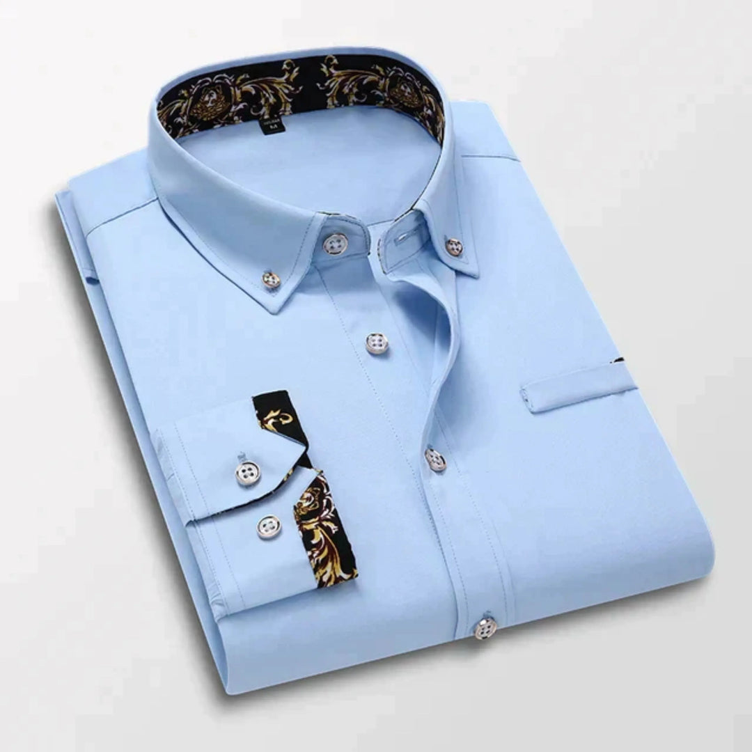 "Chemise homme moderne et élégante, coupe slim, détails raffinés, polyvalente, taille jusqu'à 3XL."