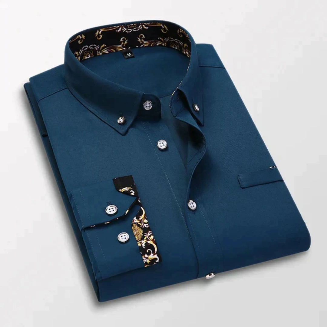 "Chemise homme moderne et élégante, coupe slim, détails raffinés, polyvalente, taille jusqu'à 3XL."