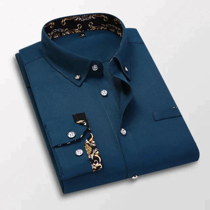 "Chemise homme moderne et élégante, coupe slim, détails raffinés, polyvalente, taille jusqu'à 3XL."