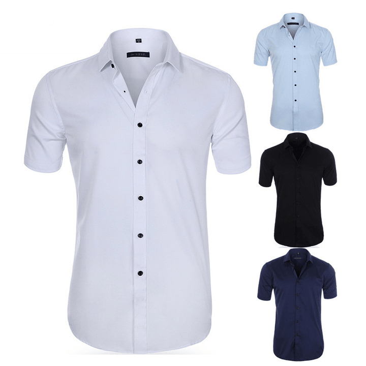 "Chemise infroissable homme, élastique et respirante, élégante, idéale pour un look soigné toute la journée."