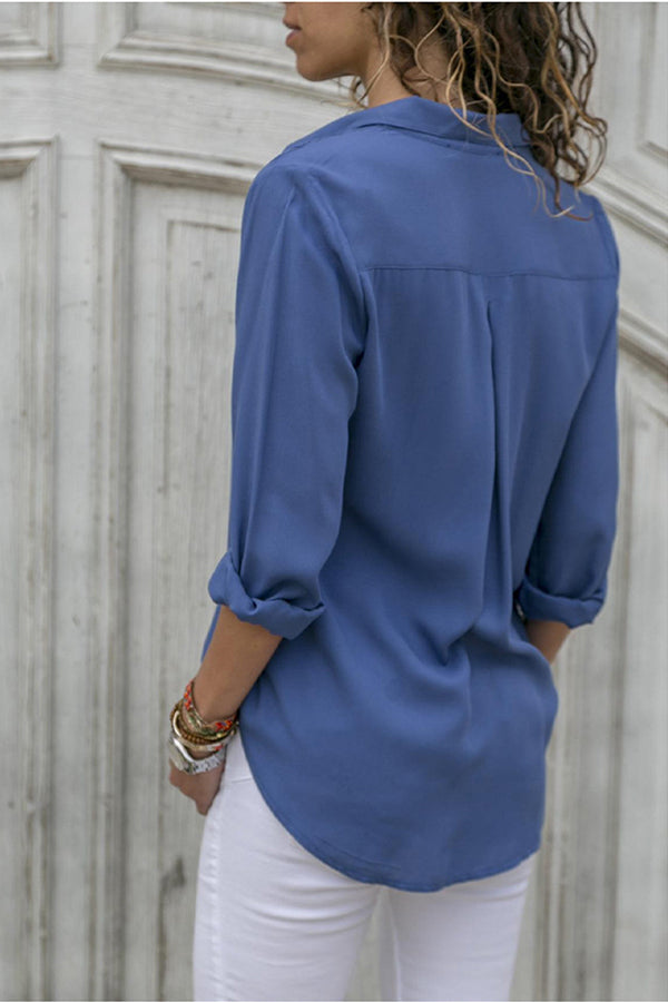 Chemisier femme élégant léger et confortable, tissu respirant, couleurs variées, coupe fluide et chic pour toutes occasions.