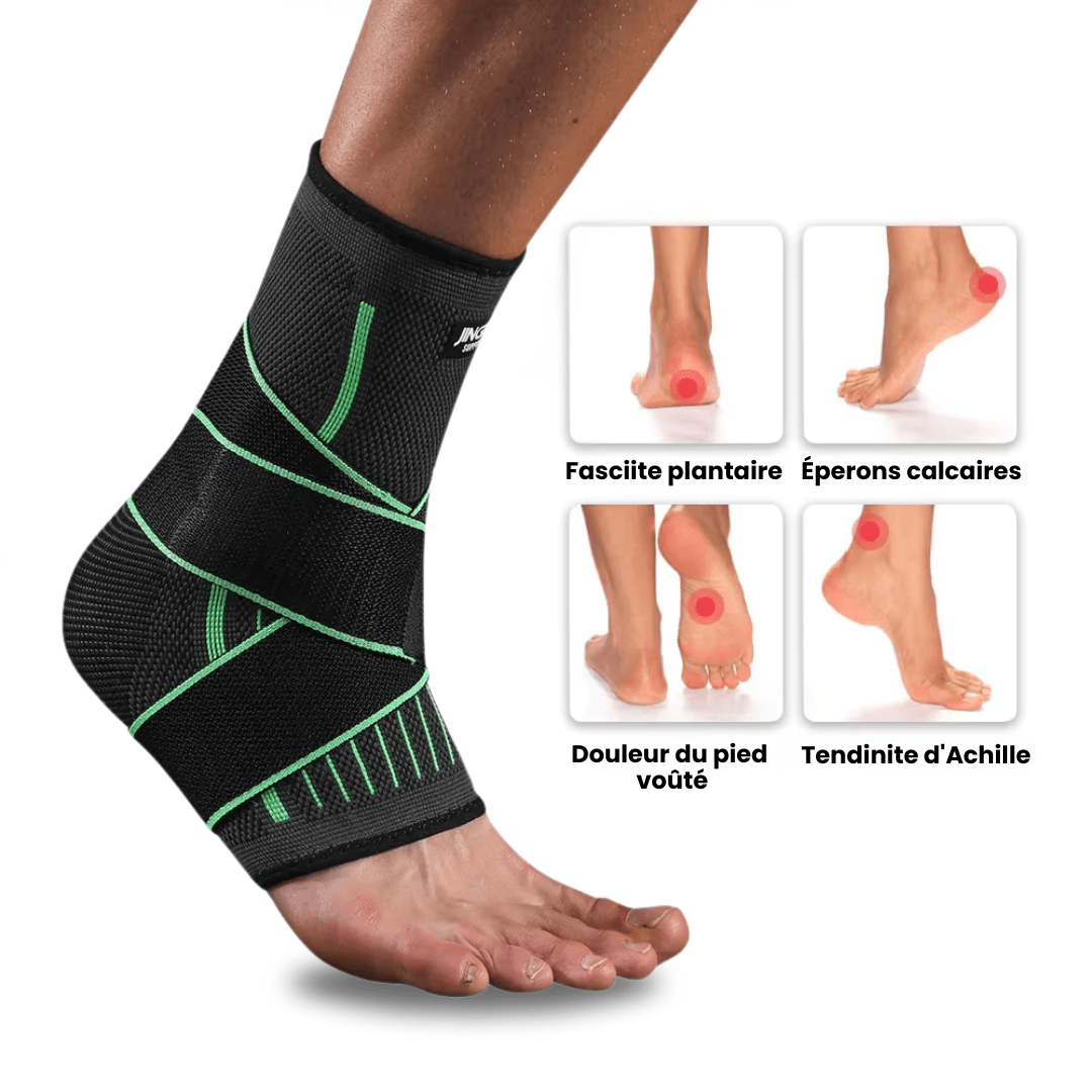 Chevillère Ortho Compress en gris, offrant compression et soutien ferme pour soulager la fasciite plantaire et douleurs.