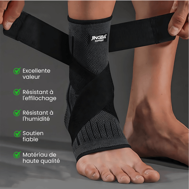 Chevillère Ortho Compress en gris, offrant compression et soutien ferme pour soulager la fasciite plantaire et douleurs.