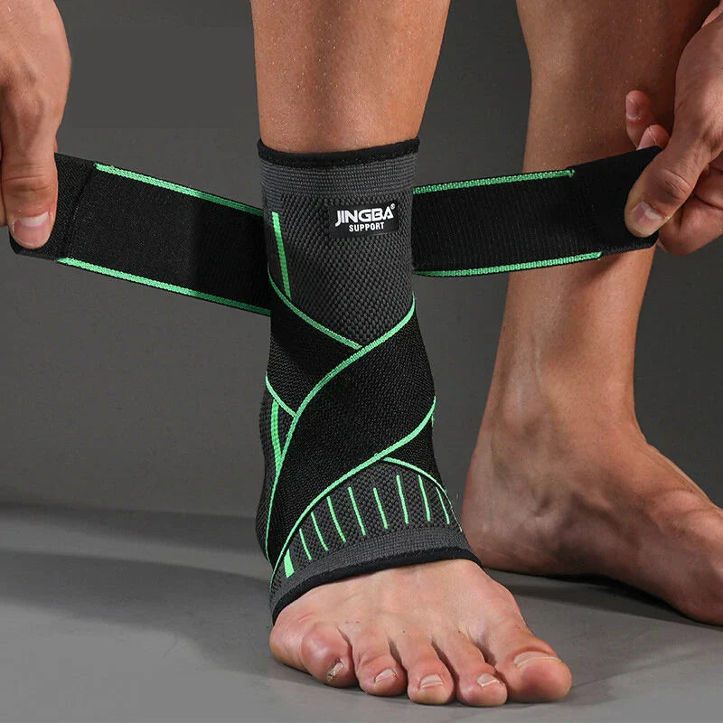 Chevillière de compression ajustable bleue, améliore soutien articulaire avec bande réglable pour confort sportif et quotidie