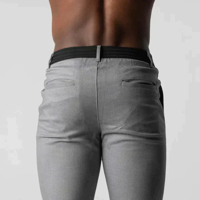 "Chinos pour hommes élégants et confortables, coupe ajustée, couleur beige, parfaits pour un style casual ou formel."