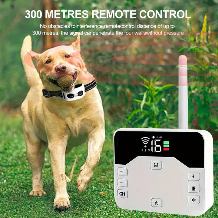 "Clôture invisible sans fil pour chiens et collier de dressage extérieur, solution 2-en-1 sécuritaire et innovante."
