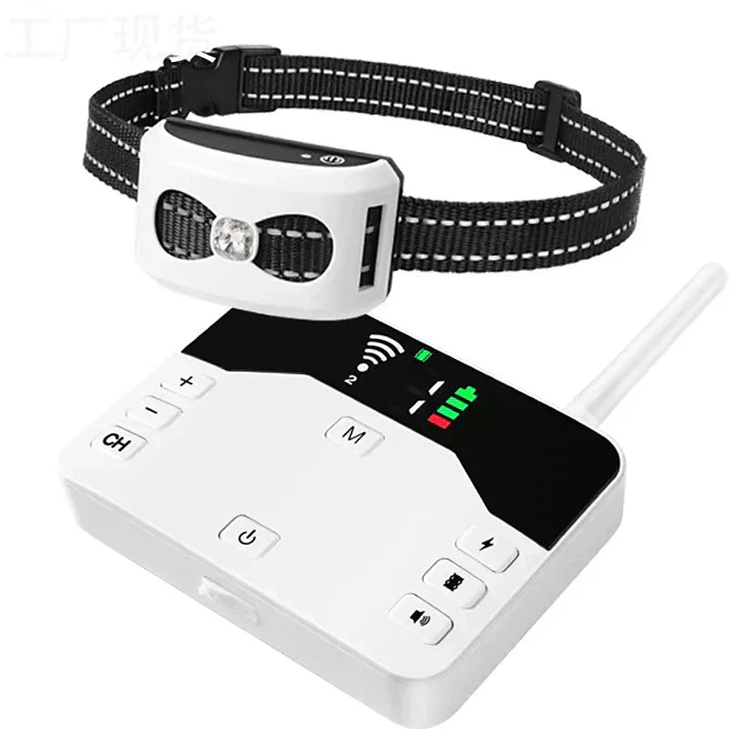 "Clôture sans fil 2-en-1, collier de dressage étanche, rechargeable, 300m de portée, pour chiens, sécurité optimale."