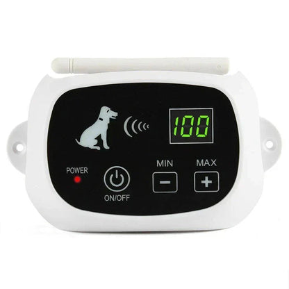 "Clôture sans fil pour chiens avec technologie invisible, résistante aux intempéries et support d'entraînement intégré."