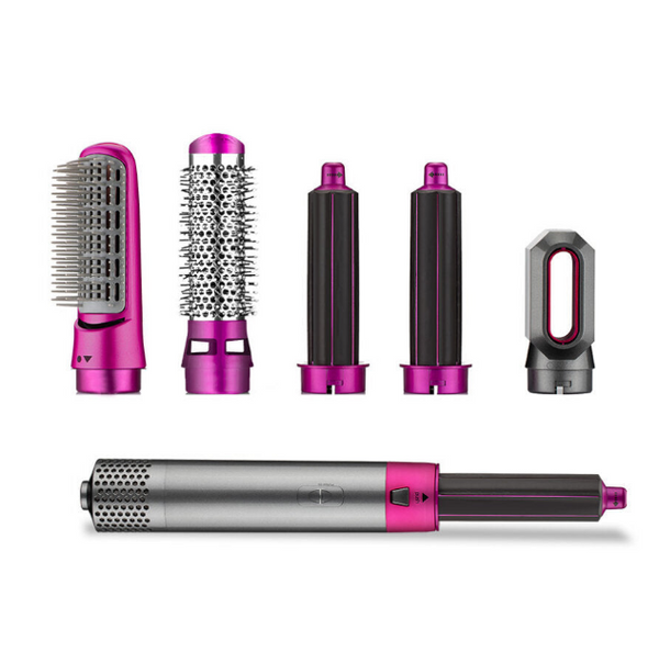 "Coiffeur multifonctionnel 5 en 1 noir, design élégant et compact, idéal pour lisser, boucler et onduler avec efficacité."