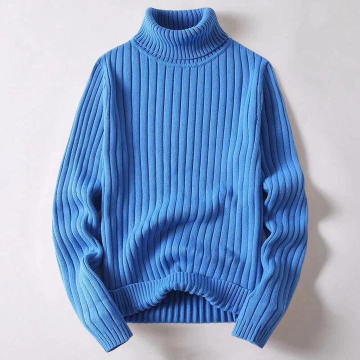 Col roulé homme en laine mérinos, élégant, coupe ajustée, couleur classique, texture douce et sophistiquée.