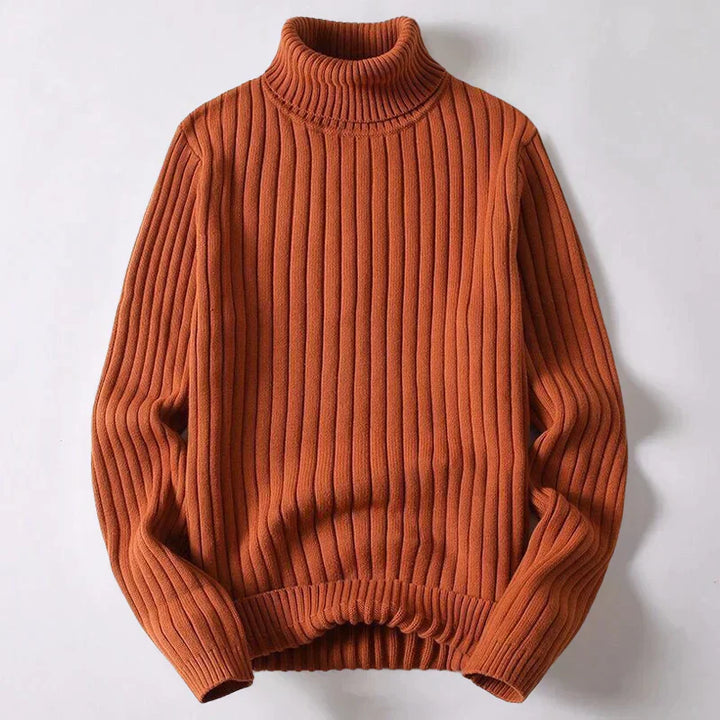 Col roulé homme en laine mérinos, élégant, coupe ajustée, couleur classique, texture douce et sophistiquée.