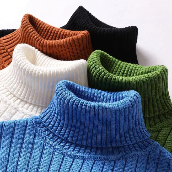 Col roulé homme en laine mérinos, élégant, coupe ajustée, couleur classique, texture douce et sophistiquée.