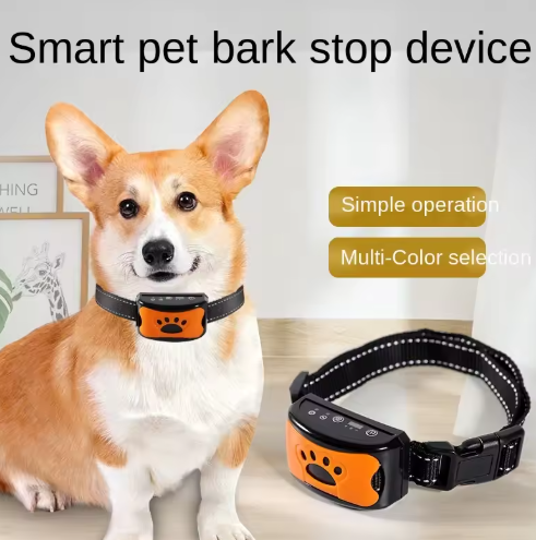"Collier anti-aboiement chien ergonomique, vibrant, et personnalisable pour une éducation respectueuse et sans stress."