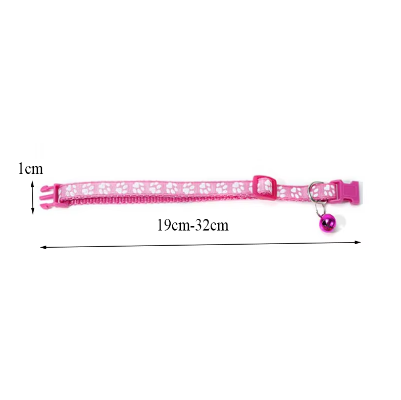 "Collier réglable pour chat avec clochette, motif de patte, boucle sécurisée, couleur vive, pour sécurité et élégance."
