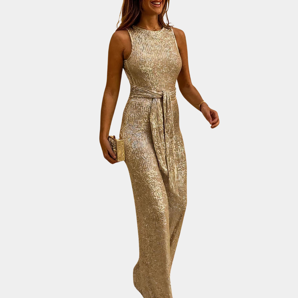 "Combinaison pailletée femme Elyse, chic et scintillante, idéale pour soirées glamour, couleurs variées, élégante et confort.