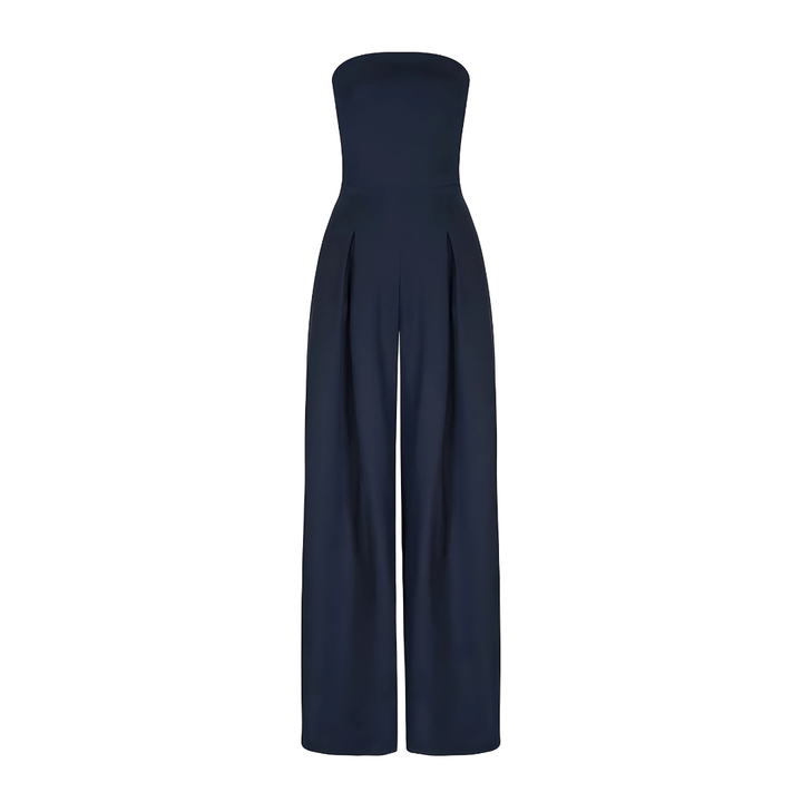 "Combinaison pantalon élégante femme sans manches, coupe droite, col foulard, tissu doux, idéale pour l'été"