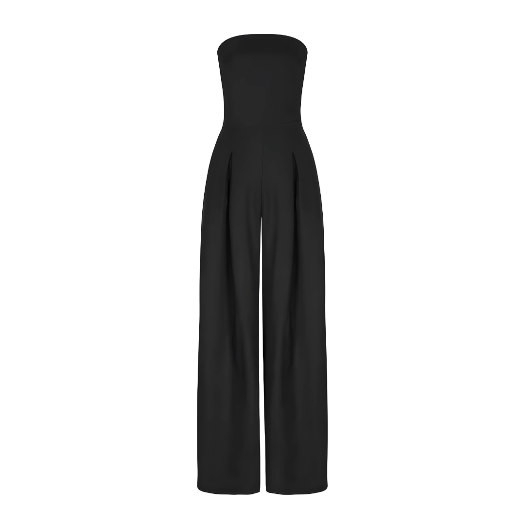 "Combinaison pantalon élégante femme sans manches, coupe droite, col foulard, tissu doux, idéale pour l'été"