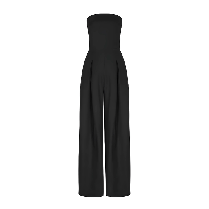 "Combinaison pantalon élégante femme sans manches, coupe droite, col foulard, tissu doux, idéale pour l'été"