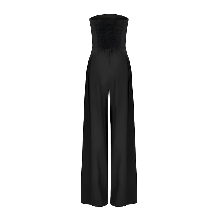 "Combinaison pantalon élégante femme sans manches, coupe droite, col foulard, tissu doux, idéale pour l'été"