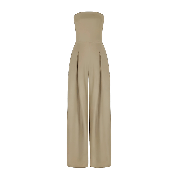"Combinaison pantalon élégante femme sans manches, coupe droite, col foulard, tissu doux, idéale pour l'été"
