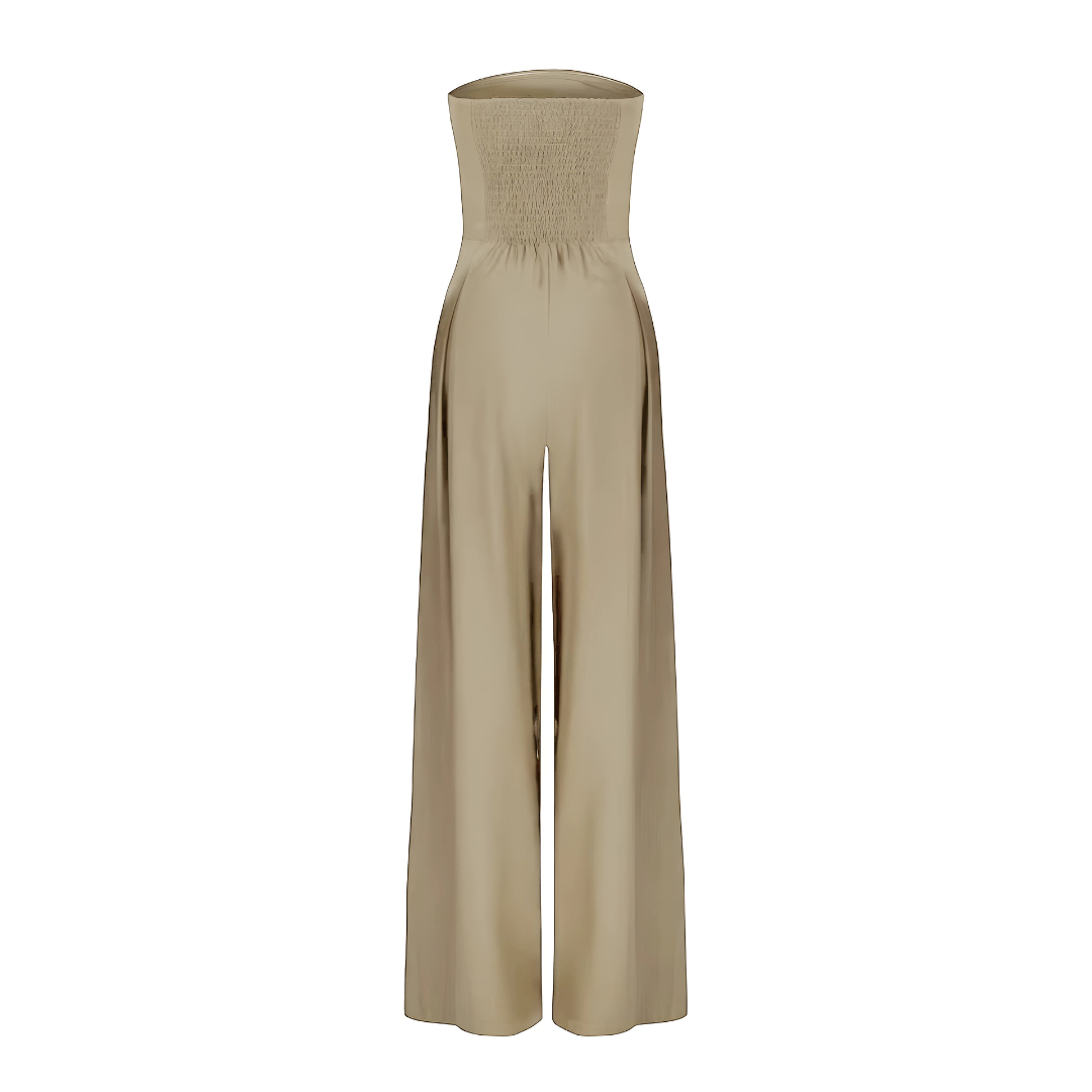 "Combinaison pantalon élégante femme sans manches, coupe droite, col foulard, tissu doux, idéale pour l'été"