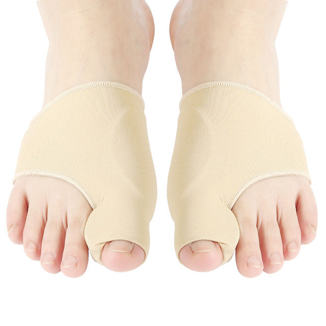 "Correcteur d'orteils en silicone pour soulagement hallux valgus, discret et confortable, idéal peaux sensibles."