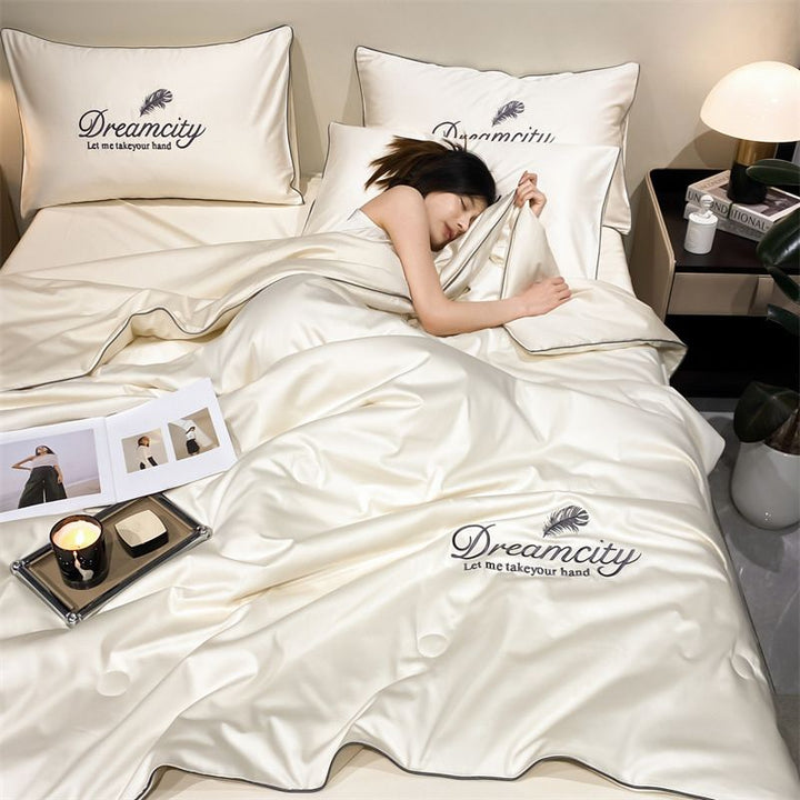 "Couverture rafraîchissante CoolNuit, tissu glacé, aération optimale, parfaite pour nuit chaude, douceur soyeuse"