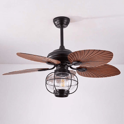 Ventilateur de Plafond Extérieur Vintage Noir avec Lumière