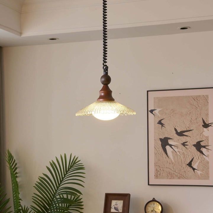 Suspension Design - Luminaire Intérieur en Verre, Bois & Métal