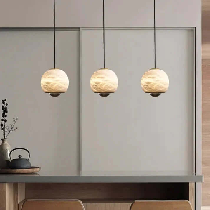 Lampe Pendante Sphère En Marbre Nordique Et Albâtre