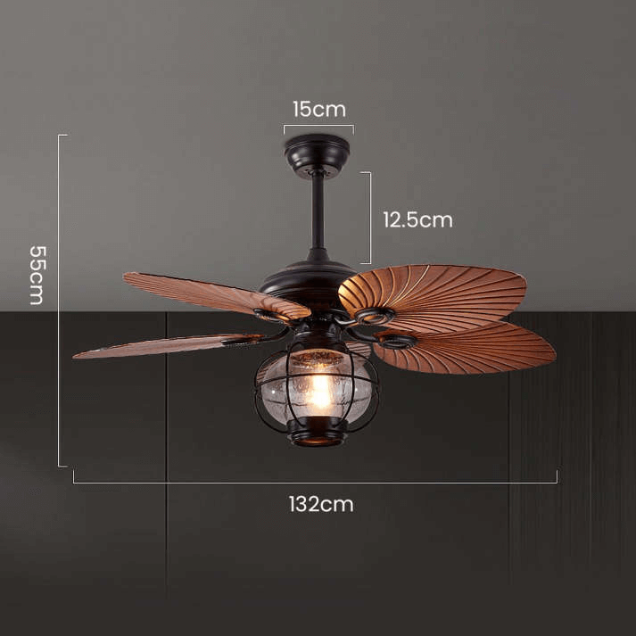 Ventilateur de Plafond Extérieur Vintage Noir avec Lumière