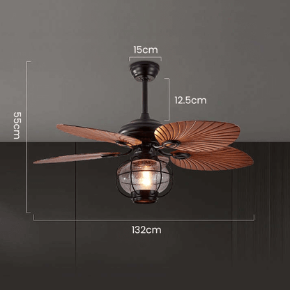 Ventilateur de Plafond Extérieur Vintage Noir avec Lumière