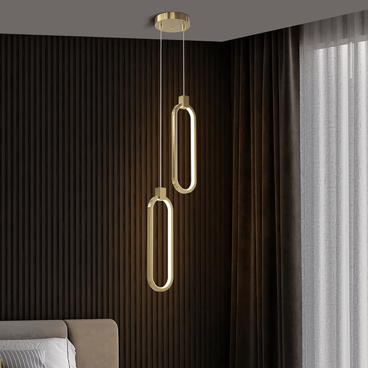 Lampe Suspendue Cercle Double Lumière - Design Doré