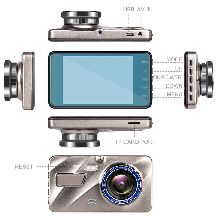 "Dashcam sans fil avant-arrière 1080P, vision nocturne; capte chaque détail jour et nuit avec double objectif Full HD"
