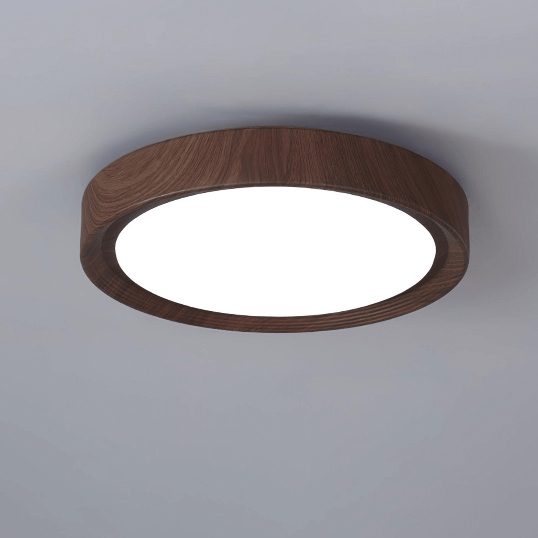 Plafonnier Rond en Bois - Éclairage Intérieur Moderne