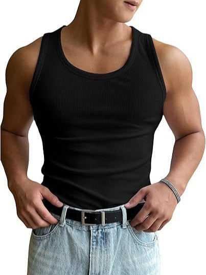 "Débardeur d'été homme en polyester respirant, coupe slim, style décontracté, idéal pour les journées chaudes"