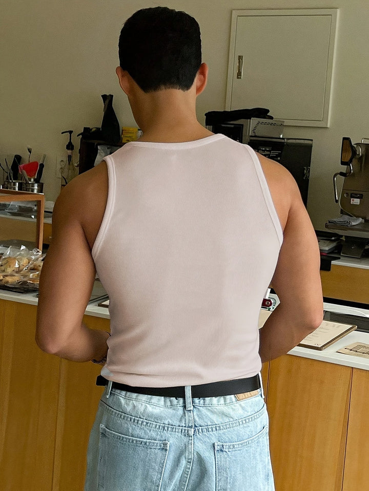 "Débardeur d'été homme en polyester respirant, coupe slim, style décontracté, idéal pour les journées chaudes"