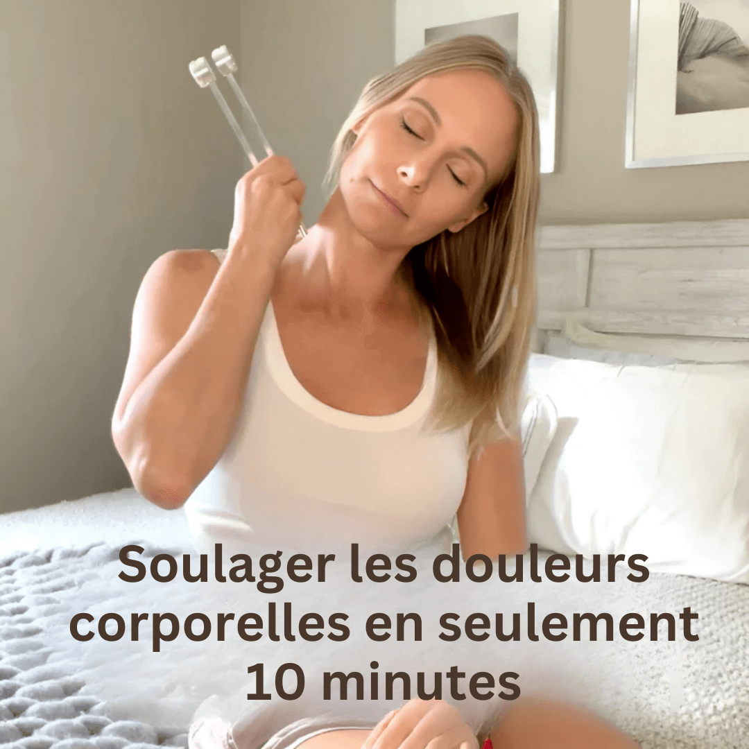 Diapason thérapeutique 128Hz argenté, design ergonomique, pour relaxation et bien-être sonore à domicile.