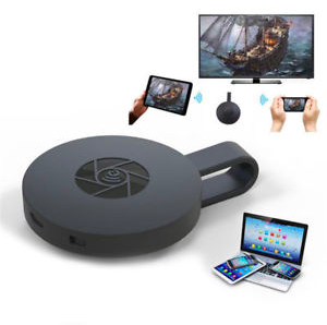 Diffuseur vidéo 1080p noir compact, connecté HDMI et Wi-Fi, pour streaming HD depuis Android, iPhone sur TV.