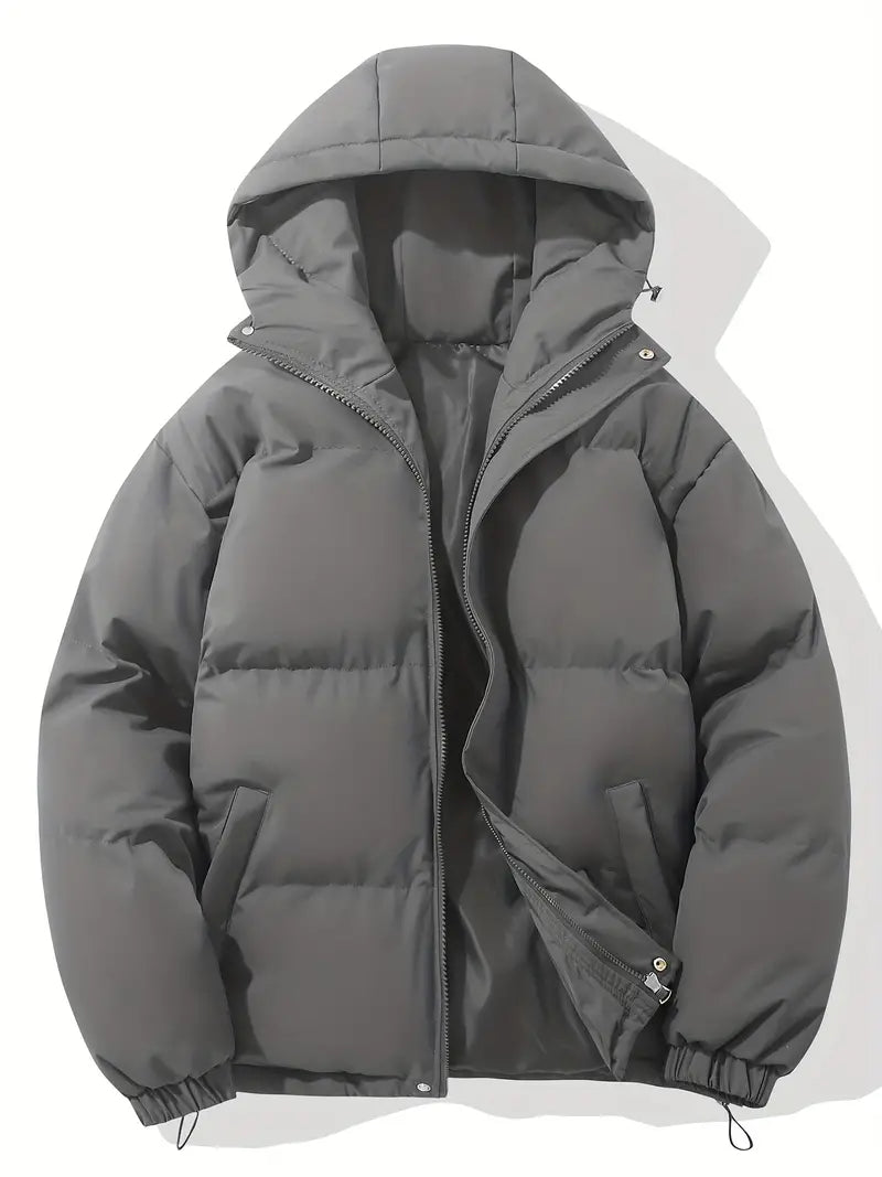 "Doudoune homme hiver matelassée à capuche, chaude, résistante au vent et à la pluie, style moderne, idéale pour l'hiver"
