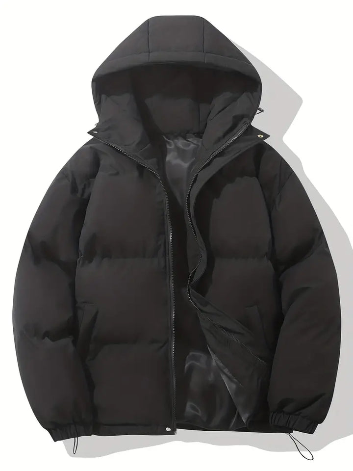 "Doudoune homme hiver matelassée à capuche, chaude, résistante au vent et à la pluie, style moderne, idéale pour l'hiver"