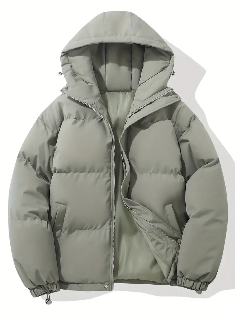 "Doudoune homme hiver matelassée à capuche, chaude, résistante au vent et à la pluie, style moderne, idéale pour l'hiver"