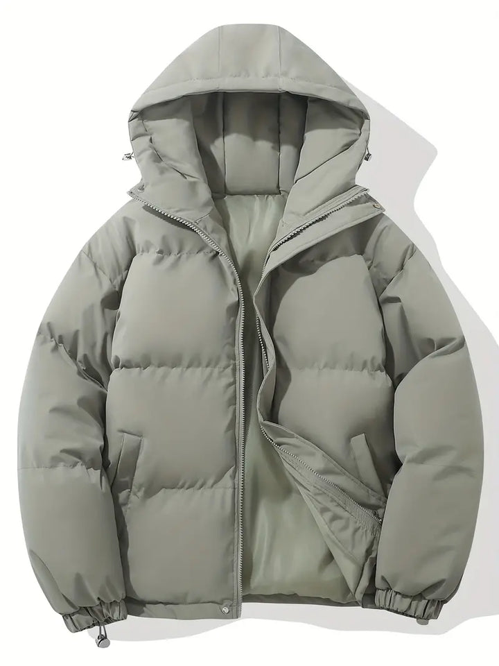 "Doudoune homme hiver matelassée à capuche, chaude, résistante au vent et à la pluie, style moderne, idéale pour l'hiver"