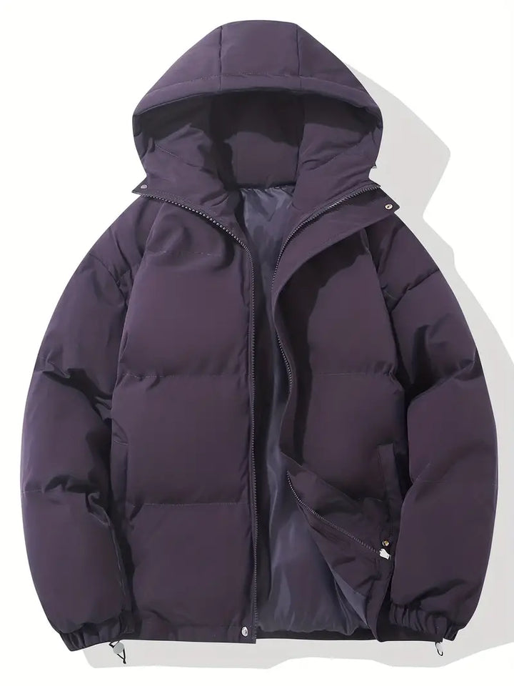 "Doudoune homme hiver matelassée à capuche, chaude, résistante au vent et à la pluie, style moderne, idéale pour l'hiver"