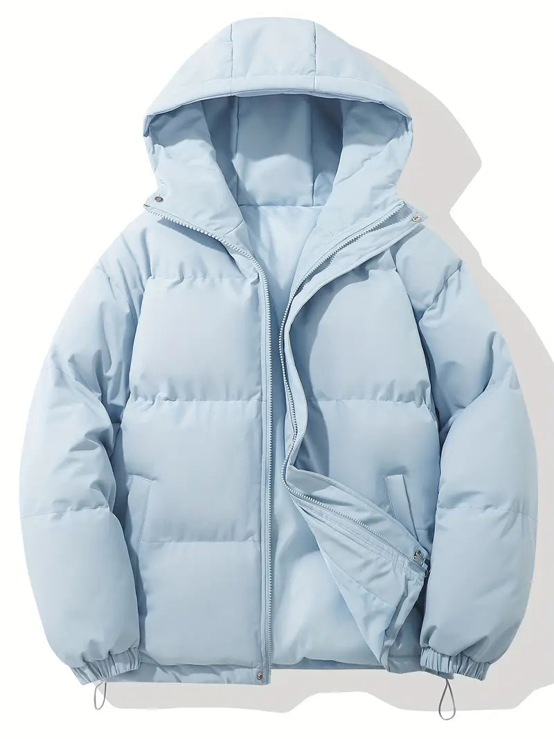 "Doudoune homme hiver matelassée à capuche, chaude, résistante au vent et à la pluie, style moderne, idéale pour l'hiver"