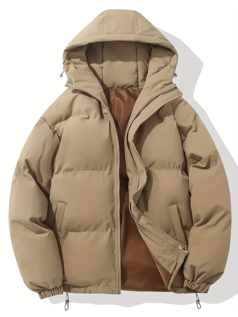 "Doudoune homme hiver matelassée à capuche, chaude, résistante au vent et à la pluie, style moderne, idéale pour l'hiver"