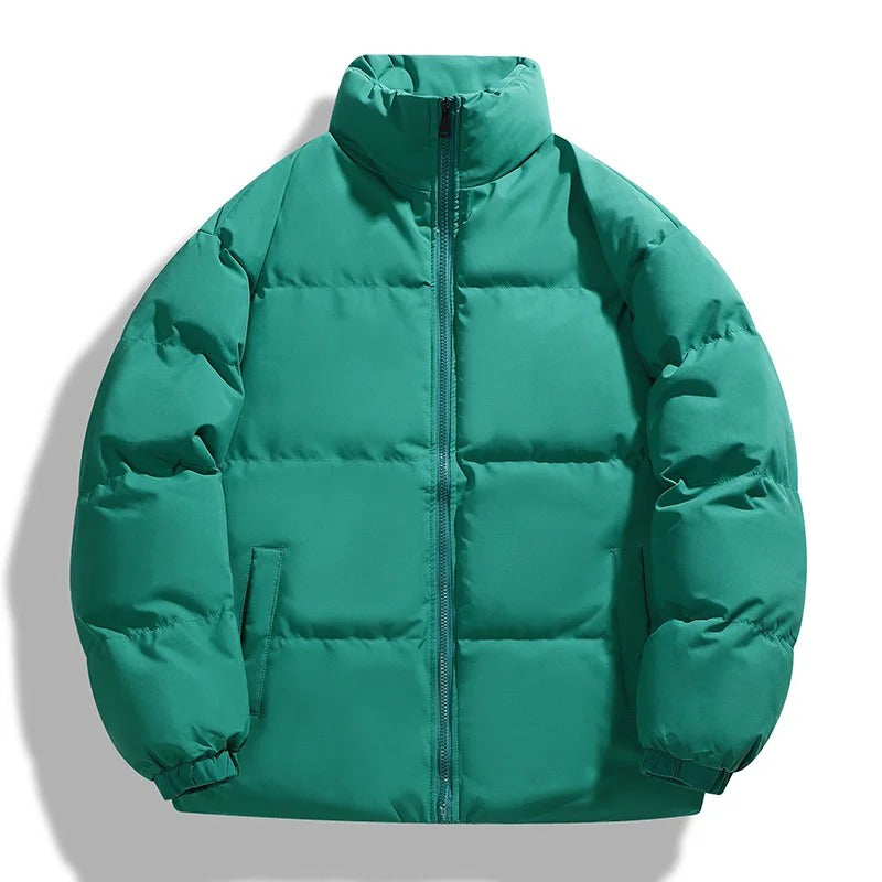 "Doudoune homme style moderne, col montant, couleurs sobres, isolation avancée pour confort et chaleur en hiver."