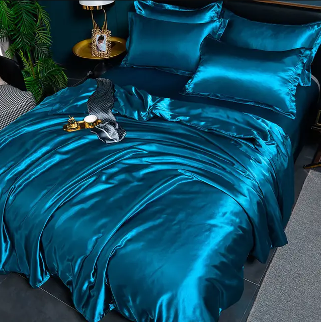 "Draps en satin uni luxe, brillance sophistiquée, texture douce, ajoutent élégance moderne à votre chambre, entretien facile.