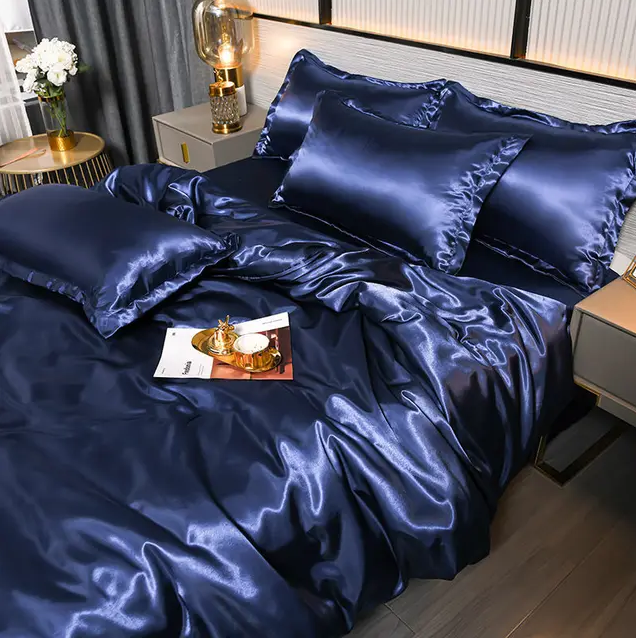 "Draps en satin uni luxe, brillance sophistiquée, texture douce, ajoutent élégance moderne à votre chambre, entretien facile.