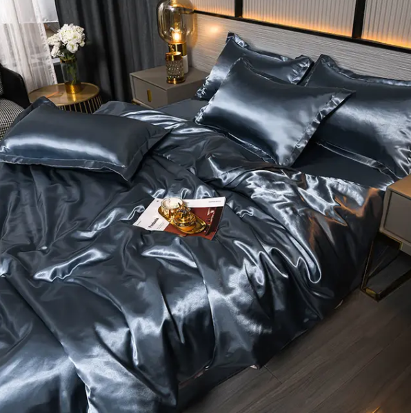 "Draps en satin uni luxe, brillance sophistiquée, texture douce, ajoutent élégance moderne à votre chambre, entretien facile.